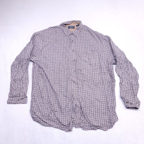 Trader Bay Tartan Flannel Long Sleeve Button Up Shirt Mens Size XL Maroon White - Picture 2 of 10